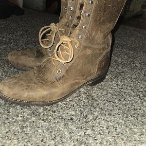 Justin Boots Distressed Brown Lace-Up Boots